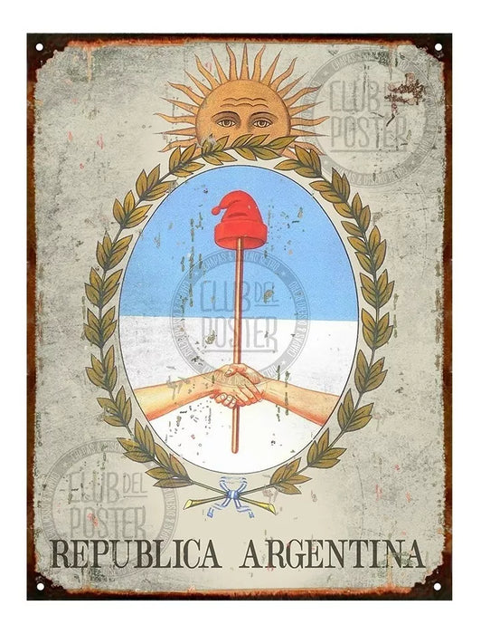 Vintage Metal Sign: Republica Argentina Shield - 20x28cm Retro Tin Poster for Wall Decor & Collectors