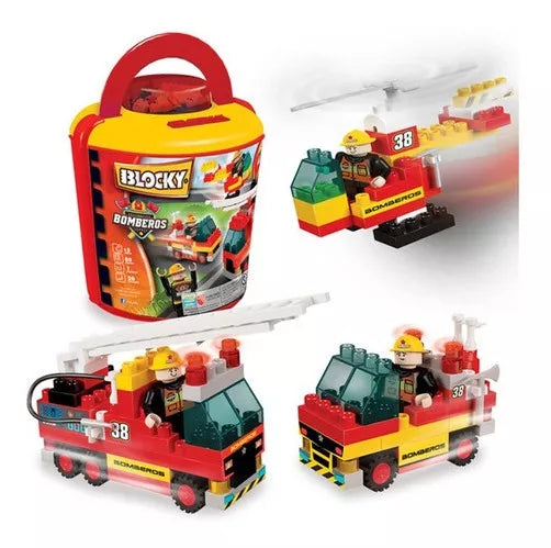 Rasti Blocky 1 Firefighters Set: 100 Pieces, Building Blocks for Creative Play