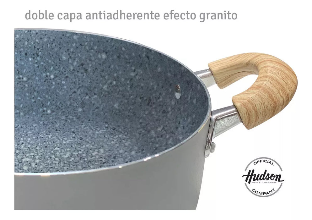 Cacerola Hudson de Aluminio con Revestimiento Antiadherente de Granito Gris de 20 cm - Utensilio Esencial de Cocina