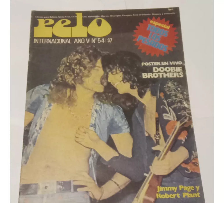 Pelo Magazine Issue 54 July 1974 – Jimmy Page & Robert Plant Cover, Doobie Brothers Poster