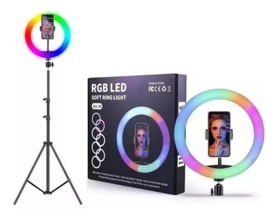 26cm LED Ring Light with RGB, Warm & Cool Modes + 2.1m Tripod for Photography & Videos