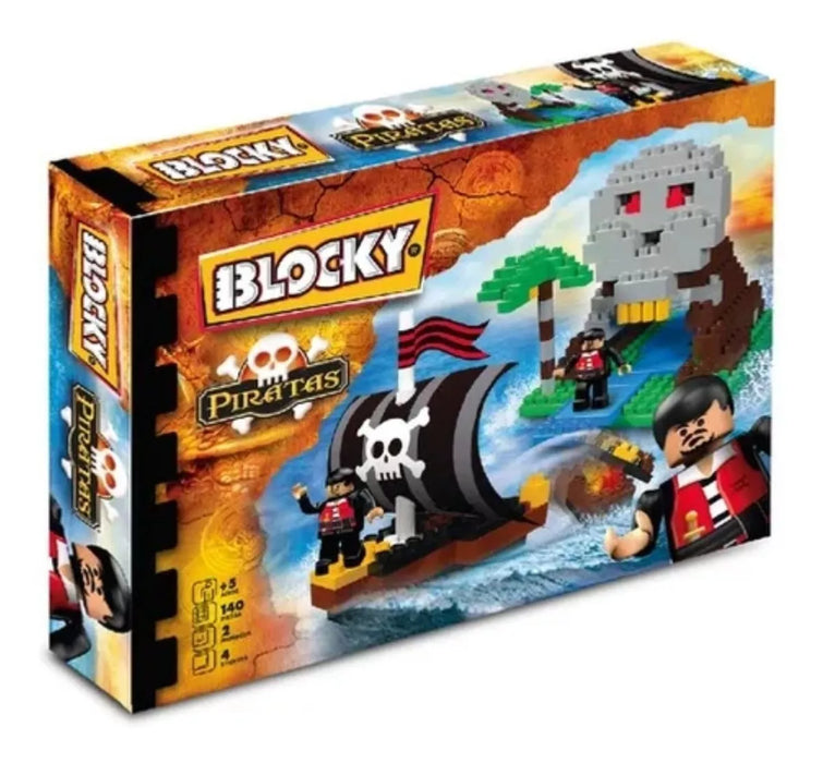 Rasti Blocky Pirate Island Building Blocks Set: 140 Pieces in Box