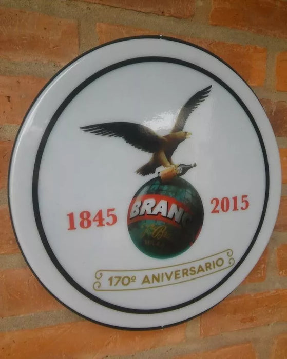 Round LED Sign – Fernet Branca Design – 33cm x 33cm x 5cm – Bright Wall Decor for Bar or Home