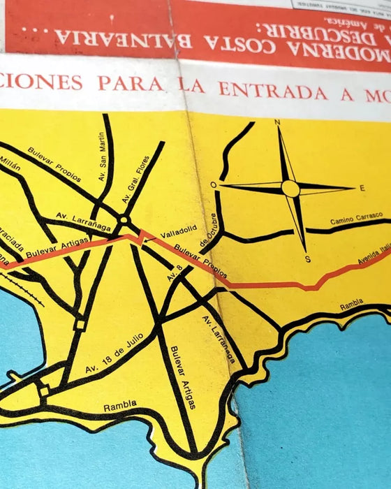 Esso Vintage Map "Ruta Azul del Uruguay Turístico" Late 40s – Antique Travel Guide, 57x35 cm Open