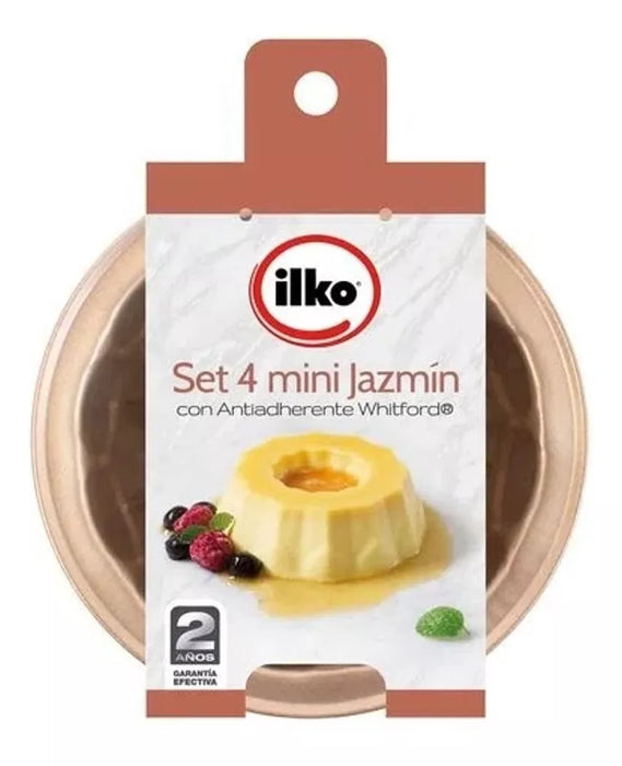 Ilko | Mini Moldes Copper Non-Stick Mini Jasmine Set - Perfect for Pastry, Baking Delights (4 count)