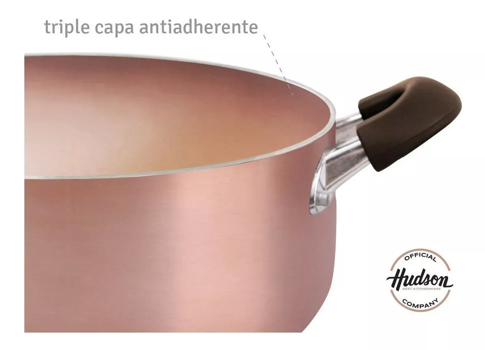 Cacerola Hudson de Aluminio con Revestimiento Antiadherente Cerámico 24 cm - Utensilio Esencial de Cocina