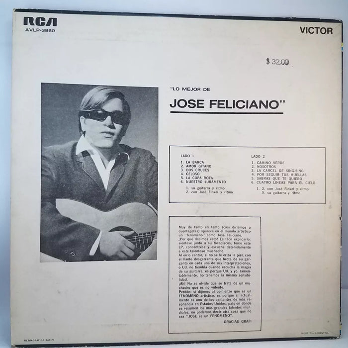 Vinilo Vinyl LP Lo Mejor The Best of Jose Feliciano In Spanish, RCA