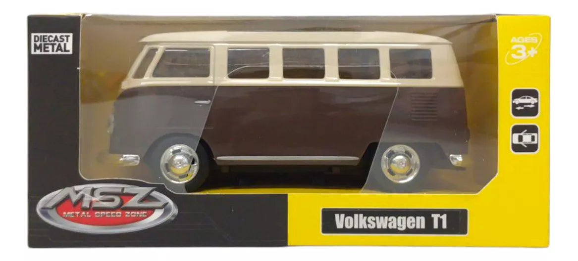 1:30 Scale Volkswagen T1 Diecast Model Van by MSZ - Brown Color Collectible Vehicle