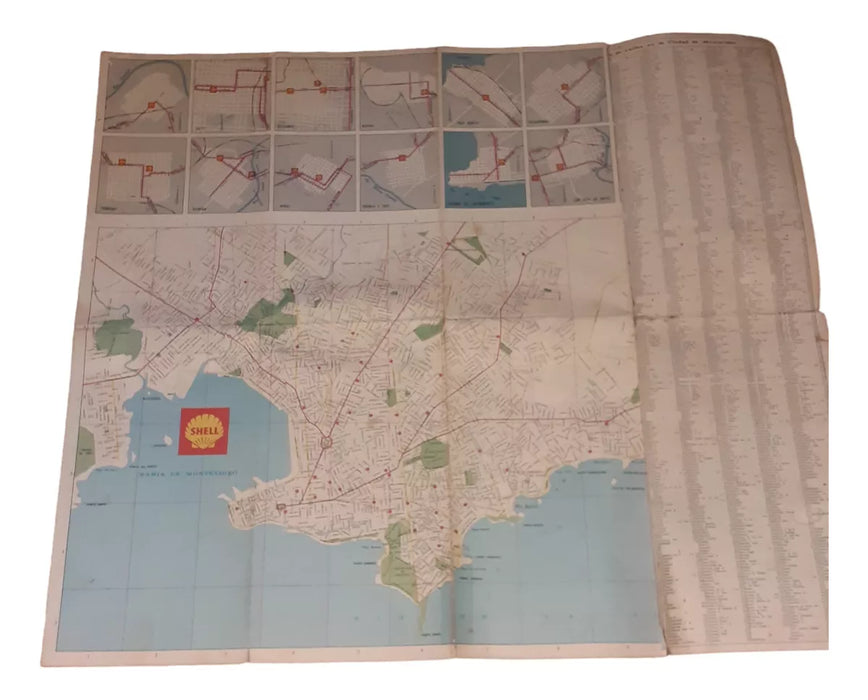 Shell 1974 Vintage Map of Uruguay – Adhesive Catalog, 88 cm x 51 cm