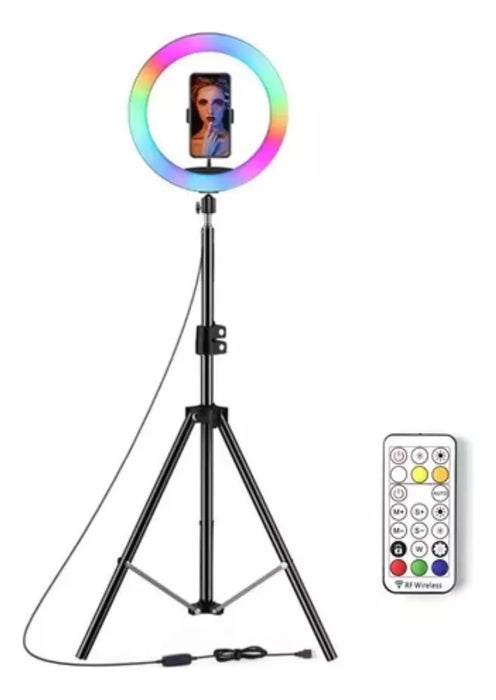 26cm LED Ring Light with RGB, Warm & Cool Modes + 2.1m Tripod for Photography & Videos