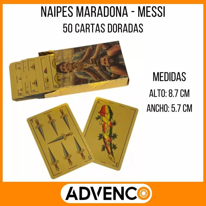 Gilded Spanish Playing Cards - Argentina Edition - Maradona & Messi Tribute - Selección Argentina