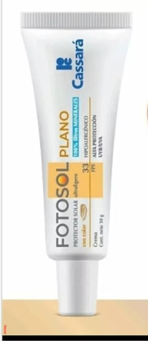 Cassara Fotosol Plano Tinted Sunscreen SPF 33 – 30g Color Protection Cream, UVA/UVB Defense