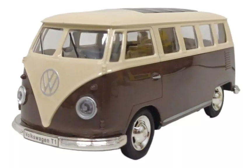 Furgoneta modelo Volkswagen T1 a escala 1:30 de MSZ, vehículo coleccionable de color marrón