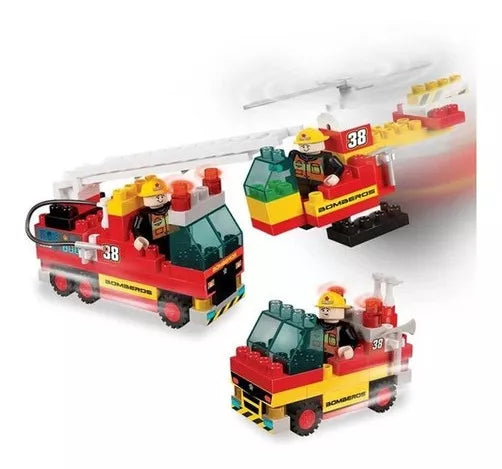 Rasti Blocky 1 Firefighters Set: 100 Pieces, Building Blocks for Creative Play