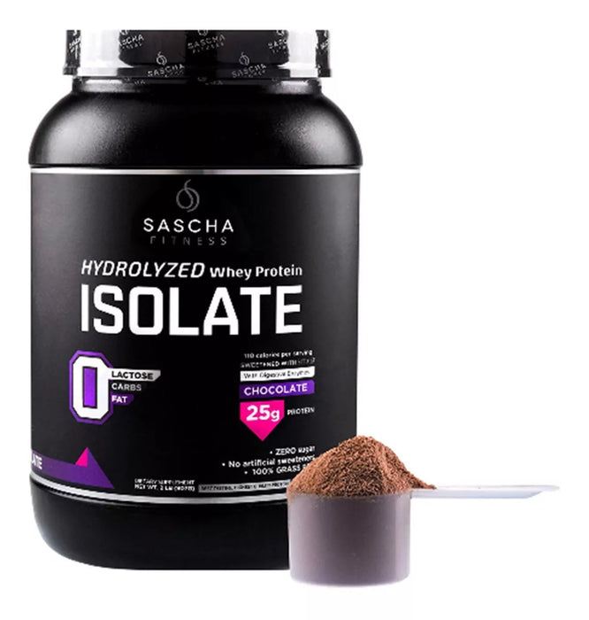 Sascha Fitness Hydrolyzed Protein – Chocolate Flavor, 2 lbs – Premium Quality Whey Isolate, Easy to Digest