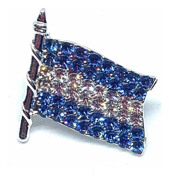 Sparkling Argentina Flag Pin Badge - Stainless Steel Lapel Pin with Crystals