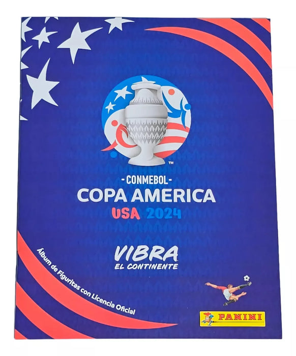 Album Coleccionable de Fútbol 2024 Panini Copa América Collectible Album + 50 Packs With 5 Stickers Each- Limited Edition!