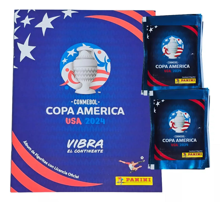 Álbum Panini Copa América USA 2024 + 10 Sobres con 5 FIguritas Cada Uno - Coleccionables de Edición Limitada