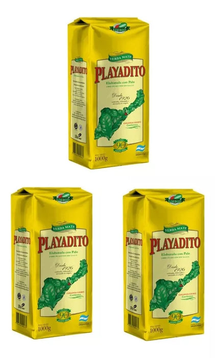 Playadito Yerba Mate Suave - 1kg Pack (3 Units) - Premium Smooth Taste