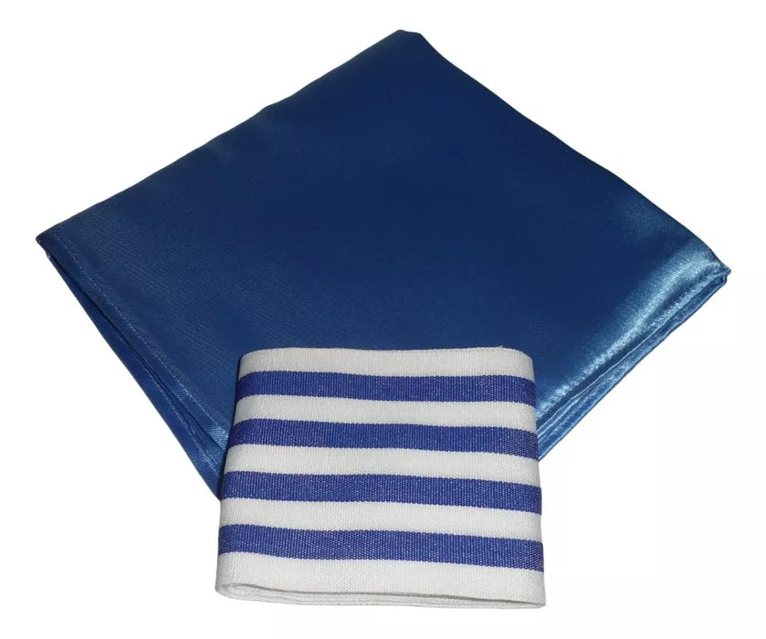 Kids Pericon Pack Blue Scarf 70 cm + 8 cm Wide Sash - Perfect for Costumes