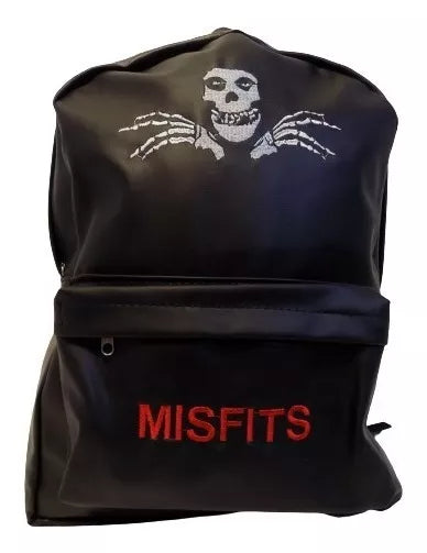 Misfits Embroidered Leather Backpack - Rocker Chic Essentials, Punk Vibes Unleashed