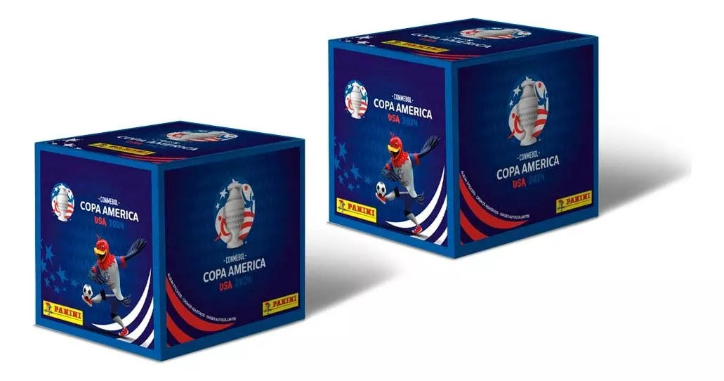 Kit Álbum Panini CONMEBOL Copa América USA 2024 - Tapa Blanda + 100 Sobres de Figuritas en Caja