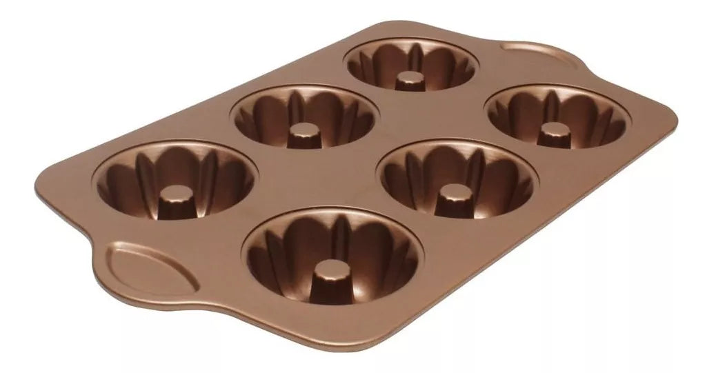 Ilko | 6 Mini Amapola Copper Non-Stick Mini Poppy Tray - Ideal for Pastry, Baking Delights (6 count)