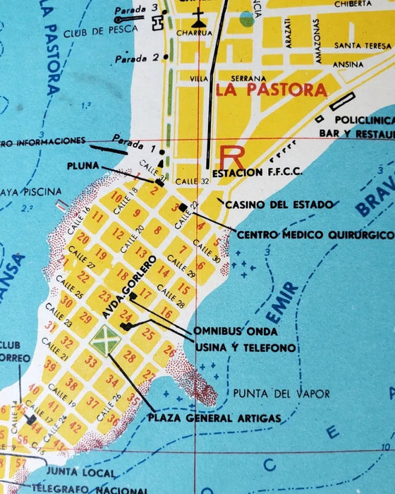 Esso Vintage Map "Ruta Azul del Uruguay Turístico" Late 40s – Antique Travel Guide, 57x35 cm Open