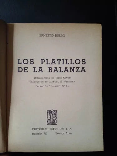 Difusion - The Balancing Scales by Ernesto Hello - Hardcover 1948