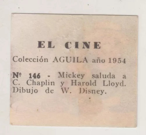 Disney Mickey Mouse Salutes Chaplin 1954 Cinema Card Uruguay