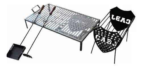 Rosario Planchas Grill and Fire Pit Combo with Shovel & Poker - Football Rp Design, 80cm x 50cm