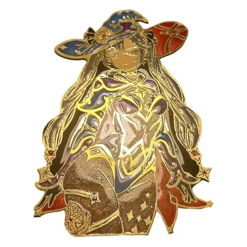 Genshin Impact Mona Deluxe Pin by Kraken - 10cm Bronze Brooch with Metallic Finish