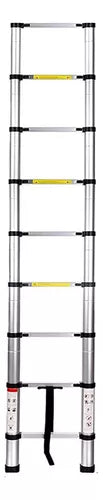 Escalera Telescópica Compact Aluminum Telescopic Ladder 2.6m - 9 Steps, Portable, 150kg Capacity by Kingsman