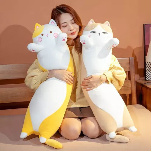 Kawaii Cat Plush Pillow - Large 50cm Soft Stuffed Animal - Cute Kawaii Gato Almohadon