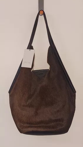 Prune Brown Camelia Fur Handbag - Luxurious and Exclusive Design