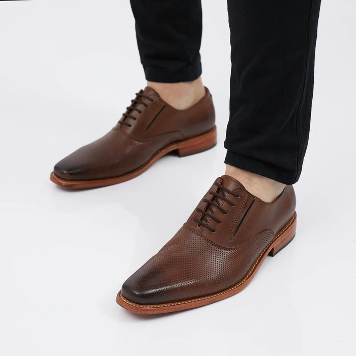Briganti | Men's Brown Leather Shoe - 100% Leather, Elastic Fit, Stylish Comfort for Every Occasion