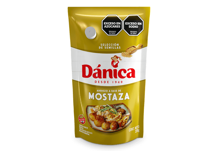 Dánica Mostaza Classic Yellow Mustard in Pouch, 220 g / 7.8 oz