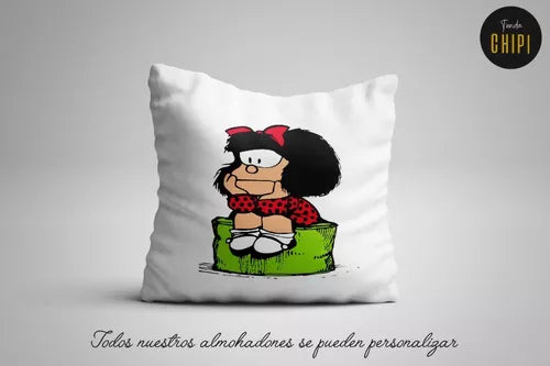Decorative White Mafalda Cushion - Stylish Collectible Pillow | 30 cm x 30 cm