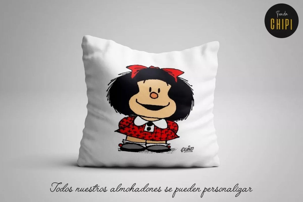 Decorative White Mafalda Cushion - Unique Collectible Pillow - 30 cm x 30 cm