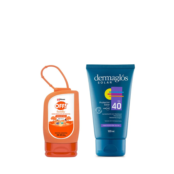 Dermaglós Combo: Sunscreen Emulsion SPF 40 (120ml) + OFF! Family Mosquito Repellent Cream (60g)