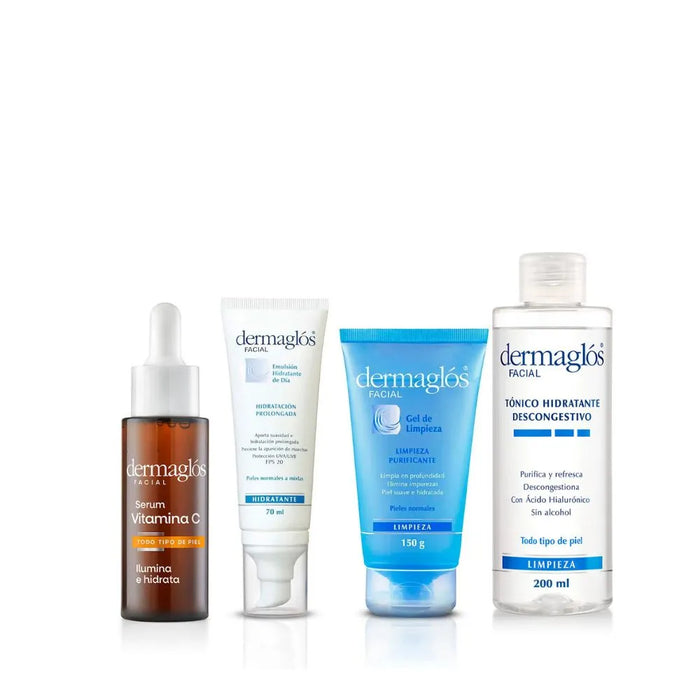 Dermaglós Deluxe Facial Kit: Expert Routine for Normal to Combination Skin with Vitamin C Serum