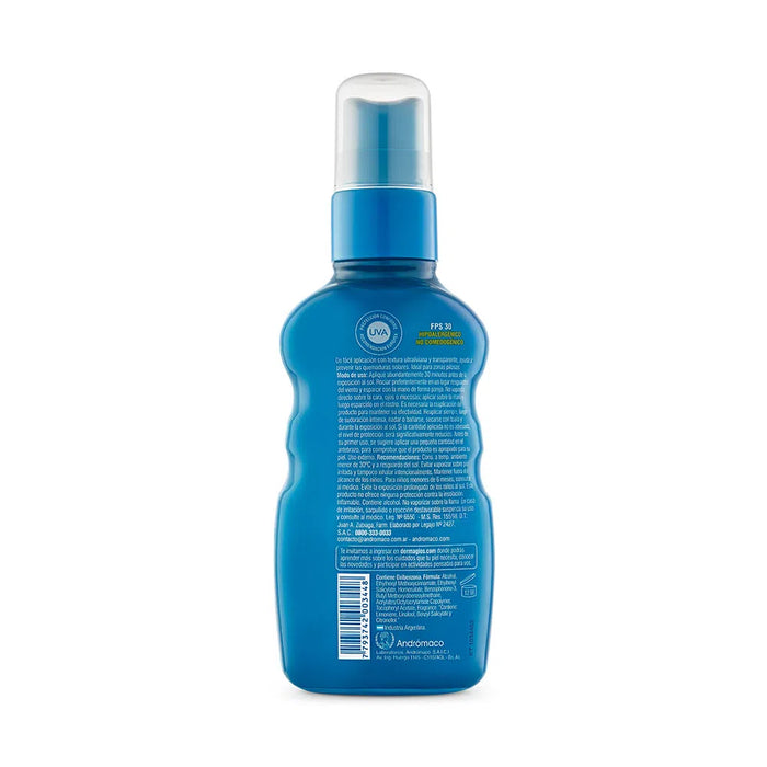 Dermaglós Invisible Spray: Water - Resistant, Ultralight Formula, Transparent - SPF 30 - 180 ml