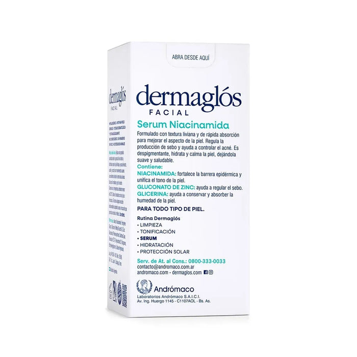 Dermaglós Niacinamide Facial Serum 30ml - Boost Radiance & Hydration - Sebum Control, Acne Relief, and Skin Brightening Formula