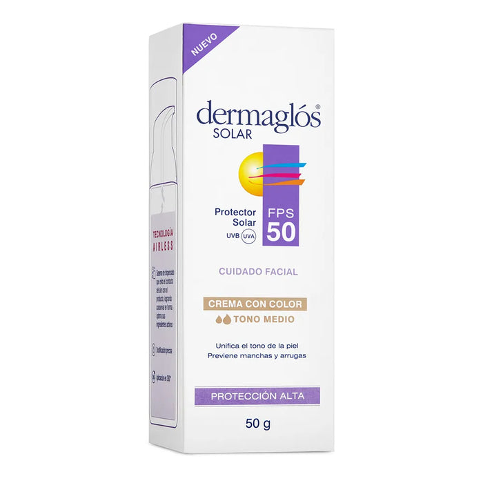 Dermaglós Sunscreen Facial SPF50 Medium Tone Cream - Your Daily Defense Against Sun's Harsh Rays - 50g
