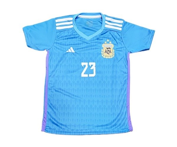 Argentina No3 Mercado Home Long Sleeves Kid Soccer Country Jersey