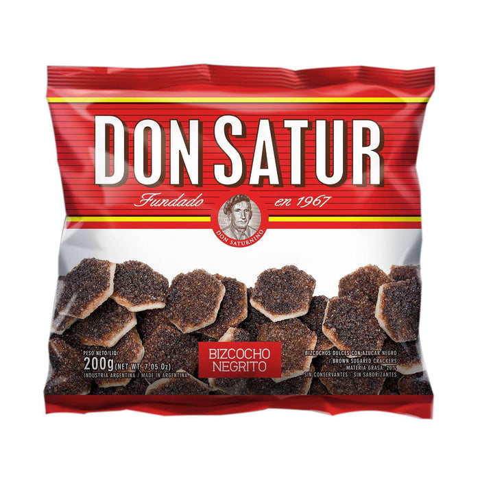 Don Satur Galletas Dulces Clásicas Tortita Negra Bizcochos Negros Azúcar Morena, 200 g / 7.1 oz (paquete de 3) 