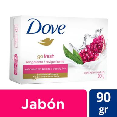 Dove Jabón Go Fresh Soap Bar with Moisturizer Cream Beauty Bar with Granada & Verbena, 90 g / 3.17 oz