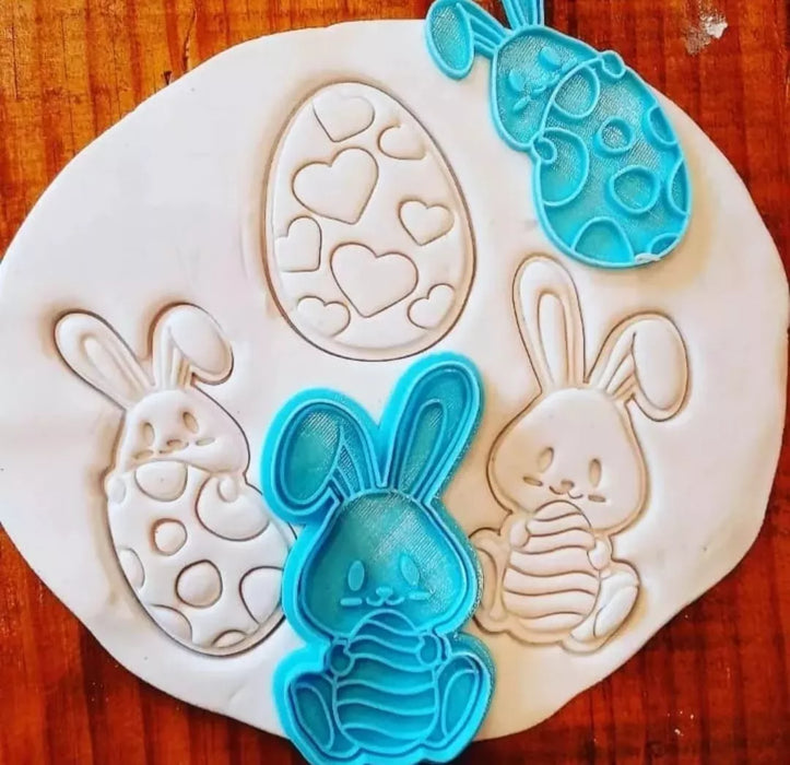 Easter Cookies Cutter with Stamp, Biscuit, Ballina x 6 u - 8 cm x 6 cm x 1 cm - Cortante Con Sello Pascuas Cookies, Galletitas, Ballina X 6 u