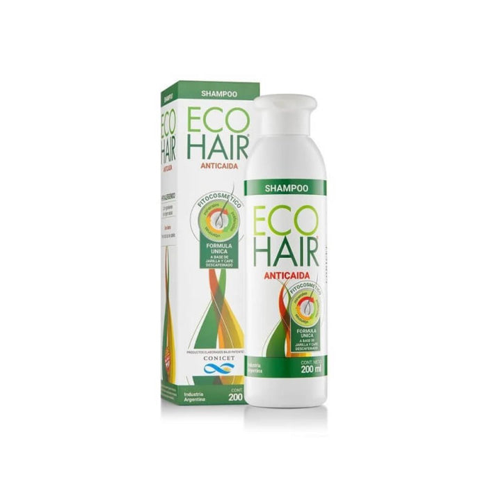 Eco Hair Shampoo Anticaída Anti-Queda Shampoo com Ingredientes Naturais - Sem Glúten - Tecnologia Desenvolvida Conicet Agência Argentina de Ciências, 200 ml / 6.76 fl oz 