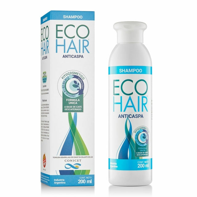 Eco Hair Shampoo Anticaspa Anticaspa Shampoo com Ingredientes Naturais - Sem Glúten - Tecnologia Desenvolvida Conicet Agência Argentina de Ciências, 200 ml / 6.76 fl oz 